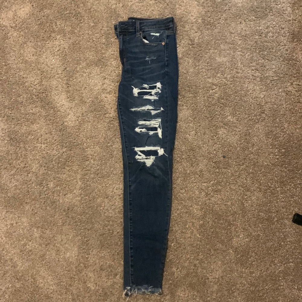 American Eagle Dark Wash Next Lever Stretch Ripped Jeans